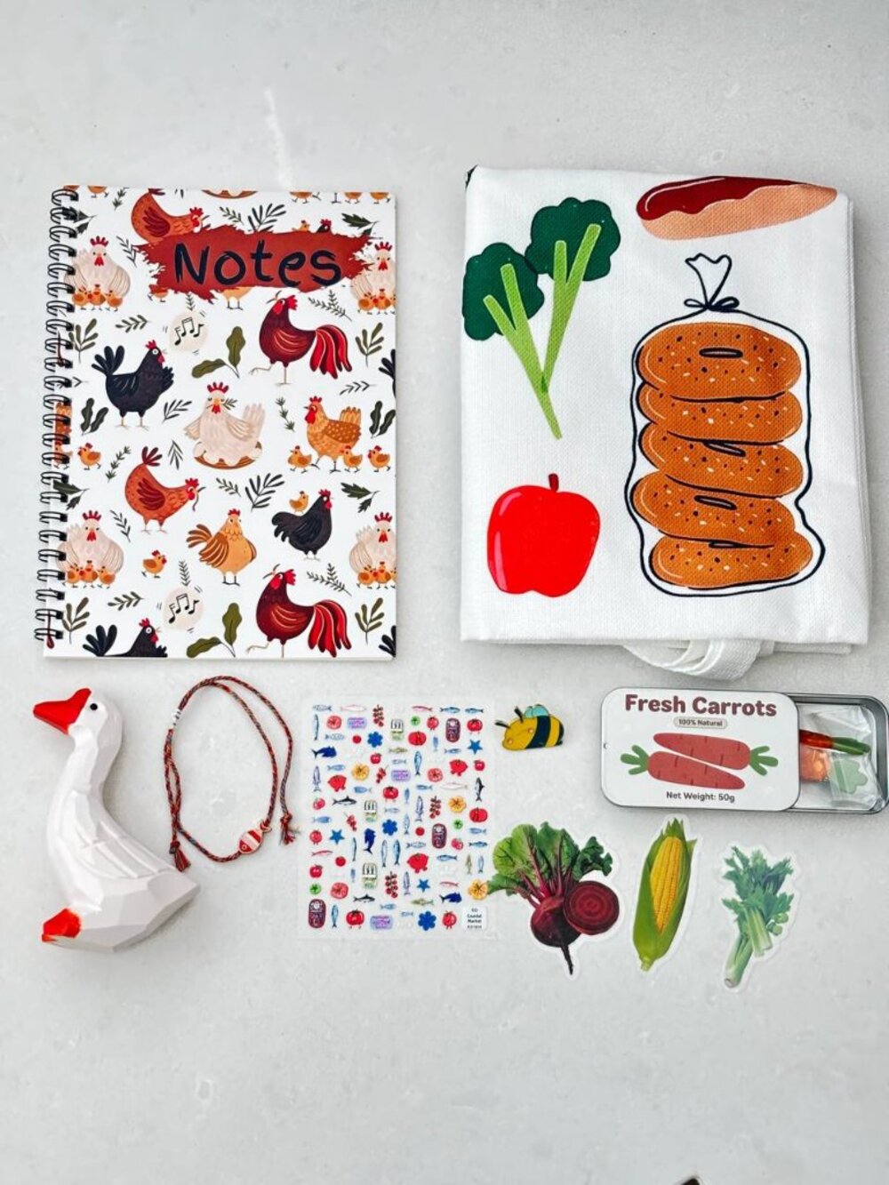 Farmhouse Gift Set, Country Living Gift, Vegetable Tote Bag, Chicken Coop Note
